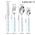 Ljojo 24-Piece Pearl Handle Luxury Cutlery Set - Stainless Steel Knife Fork Spoon Shell Spoon Kit