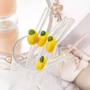 Ljojo Lemon Shaped Glass Drinking Straws Set with Brush Bag - Bar Drinkware