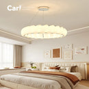 French Cream Style Feather Pendant Light | Designer Circular Shell Glass Dining Room Decor | Ljojo