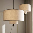 Ljojo Nordic Wabi Sabi Linen Fabric Pendant Lamp LED Ceiling Chandelier Home Decor Lighting