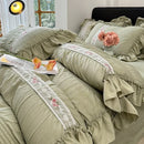 Korean Princess Style Lace Ruffles Wedding Bedding Set by Ljojo