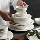 Ljojo Luxury White Ceramic Tableware Set - Bowl and Chopsticks Combination