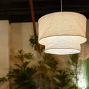 Japanese Wabi Sabi Double-Layer Fabric Pendant Lamp for Living Dining Bedroom by Ljojo
