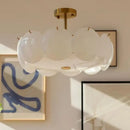 French Vintage Glass Ceiling Lamp Chandelier for Living Room by Ljojo