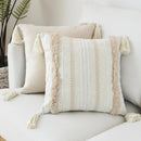 Ivory Tassel Cushion Cover - Moroccan Style Tuft - Ljojo Brand