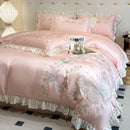 Ljojo Luxury Tencel Embroidered Plant Flower Bedding Set