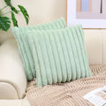 Ljojo Luxe Faux Fur Striped Throw Pillow Cover for Home Decor