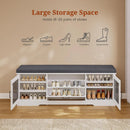 Ljojo™ Rustic Storage Bench with Lift Top Drawers, Cushioned Seat, Shoe Rack
