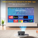 Ljojo™ Full HD 1080P 4K Android Beamer Projector with Auto Focus & Keystone Home Theater