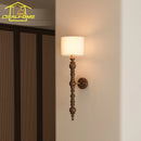 French Medieval Solid Wood Walnut/Black Wall Lamp LED E27 for Living Room by Ljojo