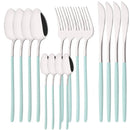 Ljojo 16Pcs Western Black Gold Dinnerware Set Stainless Steel Tableware Flatware