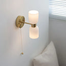 Ljojo LED Wall Lamps 2 Heads Pull Chain Switch White Glass Stair Light