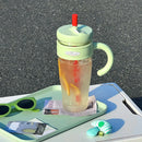 Ljojo 1100ML Large Capacity Straw Cup - Portable Leak-proof Water Bottle with Handle