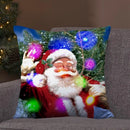 Ljojo LED Retro Santa Claus Christmas Light Decoration Throw Pillow Cover