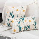 Daisy Floral Geometric Embroidery Pillow Cover 45x45cm Yellow Blue Soft Cozy