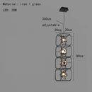 Art Deco Gray Glass Chandelier Black Metal Pendant Lamp For Hotel Hall by Ljojo