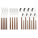 Ljojo 30Pcs Stainless Steel Cutlery Set with Imitation Wood Handle