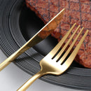 Ljojo Luxe Gold Stainless Steel Cutlery Set with Knife and Fork - Set of 48