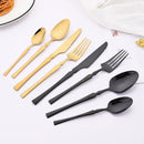 Ljojo 24Pcs Pink Gold Stainless Steel Cutlery Set - Western Flatware Tableware