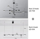 Ljojo Modern Rotate LED Chandelier for Living Room Dining Office Black Pendant Lights