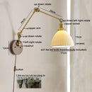 Ljojo LED Wall Light Fixture Modern Style Walnut Copper Bedroom Living Room Bedside Lamp