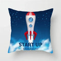 Cartoon Spacecraft Astronaut Rocket Pillowcase for Home Decor - Ljojo