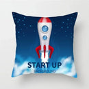 Cartoon Spacecraft Astronaut Rocket Pillowcase for Home Decor - Ljojo