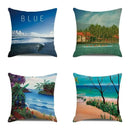 Blue Tropical Cushion Cover by Ljojo: Relaxing Beach Scene Decor for Sofa, Bedroom, Car