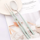 Ljojo 12-Piece Green Handle Stainless Steel Dinnerware Set chopsticks spoons flatware