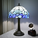 Ljojo 12-Inch Stained Glass Table Lamp with Bee Wave Shell Lampshade