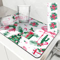 Flamingos Square Dry Mat: Ljojo Absorbent & Anti-slip Cup Drainer