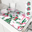 Flamingos Square Dry Mat: Ljojo Absorbent & Anti-slip Cup Drainer