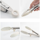 Ljojo 10 Silicone Non-Slip Cooking Clip Stainless Steel Kitchen Tongs BBQ Salad Tools