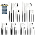 Ljojo 36pc White Gold Stainless Steel Dinnerware Set Flatware Cutlery Kit