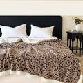Ljojo Leopard Print Flannel Nap Blanket, Warm for Autumn/Winter