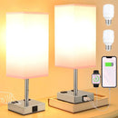 Ljojo LED Desk Lamp with Touch Control, USB-C+A Port, Dual AC Outlets, Rechargeable Battery