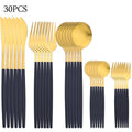Ljojo 30-Piece Matte Stainless Steel Gold Dinnerware Set