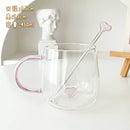 Ljojo 450ml Heat Resistant Glass Coffee Mug with Stirring Stick