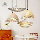 Japanese Style Fabric Pendant Lights Hand Knitted E27 Hanging Lamp for Bedroom - Ljojo