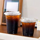 Ljojo 16oz Clear Plastic Coffee Cups with Straight Covers, 20pcs Smoothie Cups