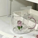 Ljojo 3D Pink Glass Rose Wine Glasses Set - Lovely Household Gift