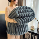 Ljojo Luxury Rabbit Fur Throw Blanket for Cozy Warmth and Comfort