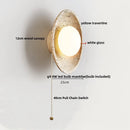 Ljojo LED Wall Light with Wood Base, Natural Yellow Travertine, Modern Nordic Design