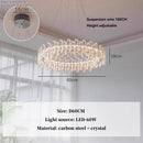Ljojo Luxury Round Crystal Pendant Chandelier with French Modern LED for Living Room