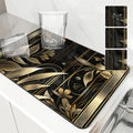 Ljojo Metallic Floral Branches Drying Mat: Non-Slip Absorbent Placemat