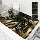 Ljojo Metallic Floral Branches Drying Mat: Non-Slip Absorbent Placemat