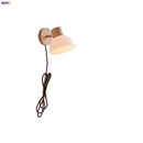 Ljojo LED Wall Light Fixture Wood Canopy White Glass Nordic Modern Plug In Sconce