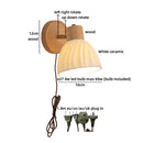 Ljojo LED Wall Light Fixture Ceramic Wood Interior Lighting Bedside Lamp