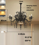 Ljojo Black White Iron Chandelier Lighting for Dining Living Room, Foyer, LED Home Decoration