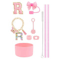 Ljojo 10-Piece Tumbler Accessories Set: Straw, Cover, Cap, Boot, Spill Proof Stopper, Letter Keychain, Charm, Sticker